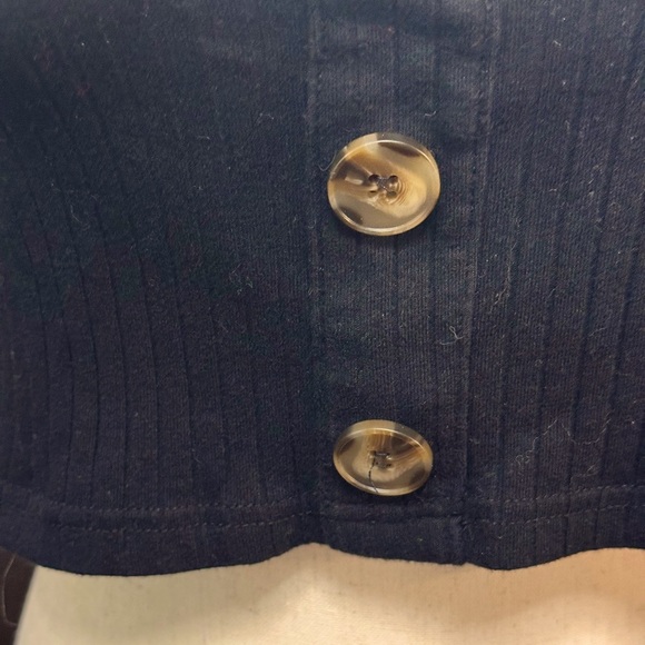 Black Ribbed Buttoned Tube Top, Size L - Picture 2 of 6